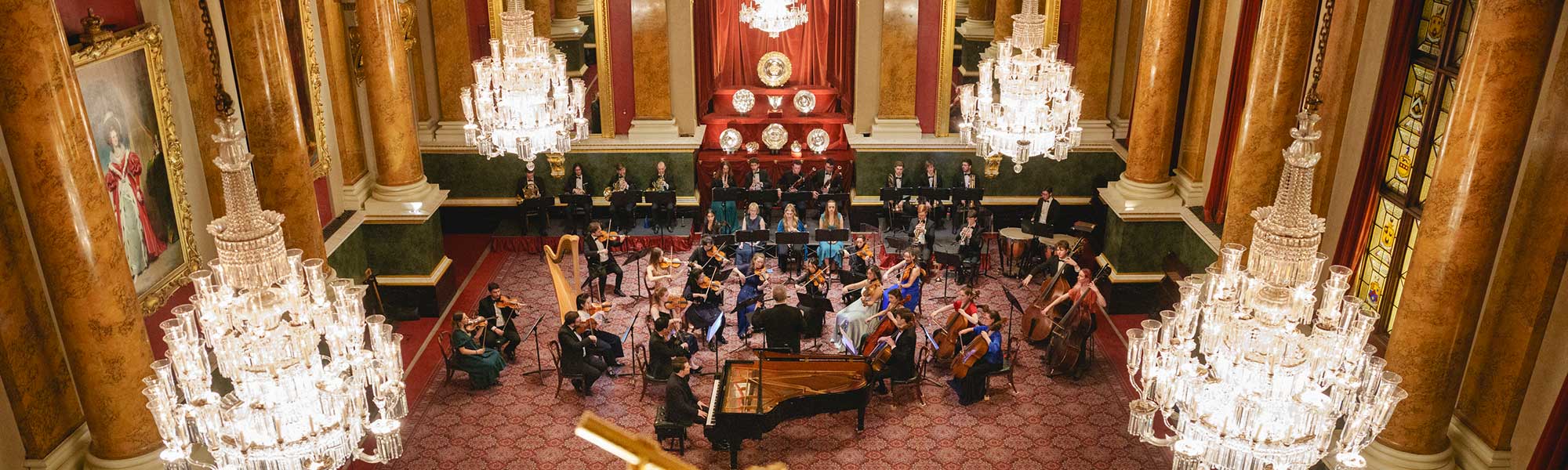 View of an orchestra performing