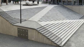 Image of stairs leading to a paved area