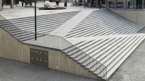 Image of stairs leading to a paved area