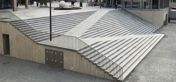 Image of stairs leading to a paved area