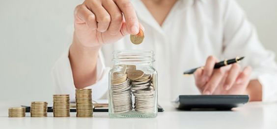 A woman counting coins