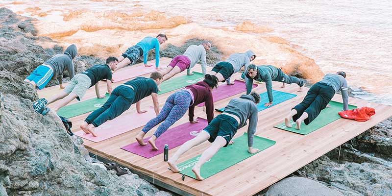 Yoga by the sea at a founders event