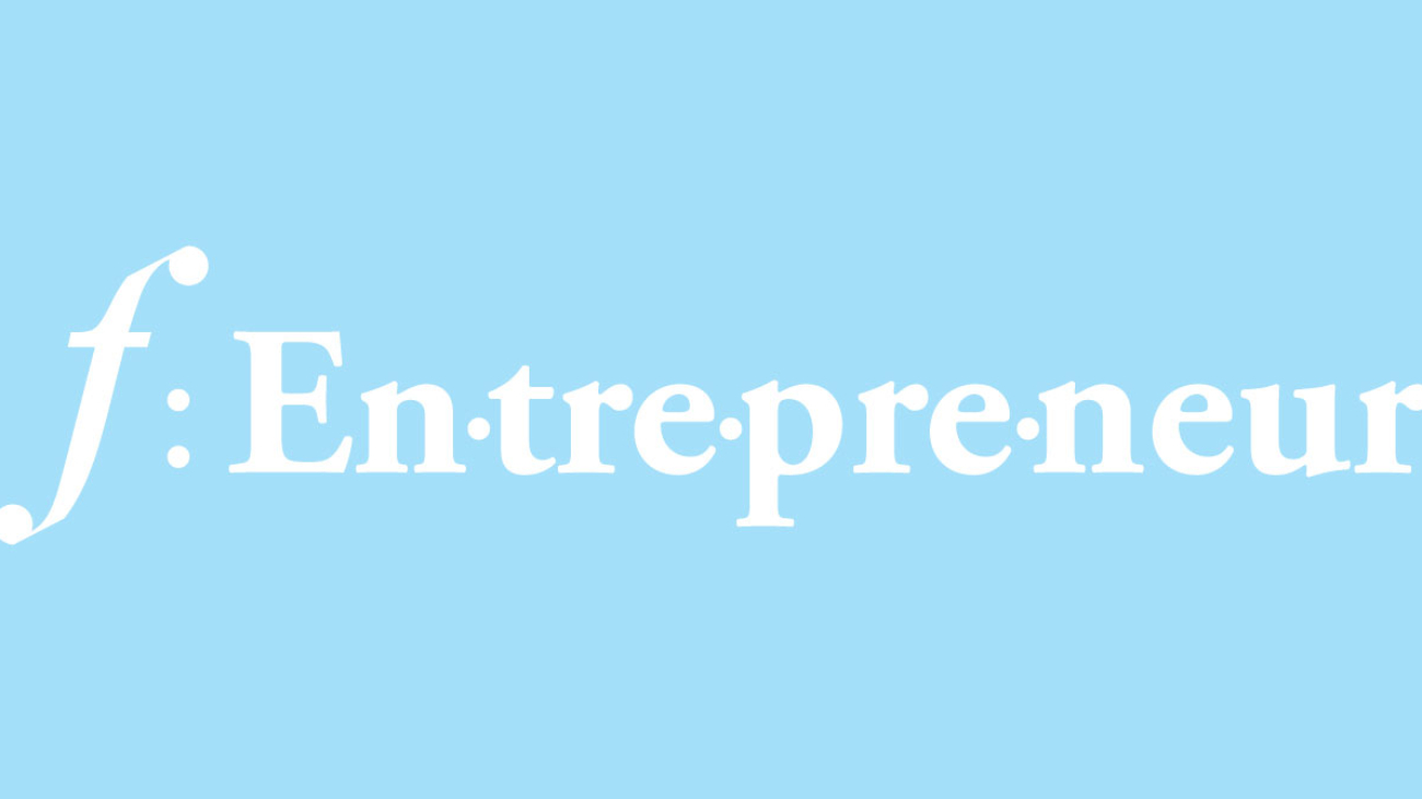 entrepreneur written in white on a blue background