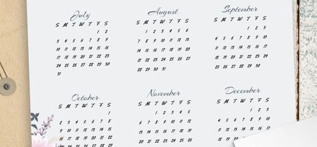 2022 calendar dates in months